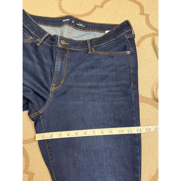 Old Navy mid-rise kicker boot-cut dark blue jeans, size 16 short - Picture 7 of 14